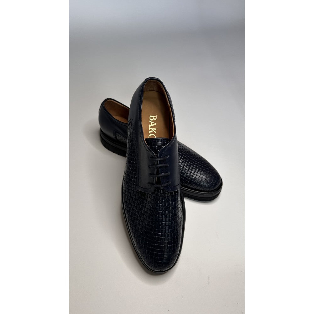 Navy Blue Leather Shoes Handmade Comfort