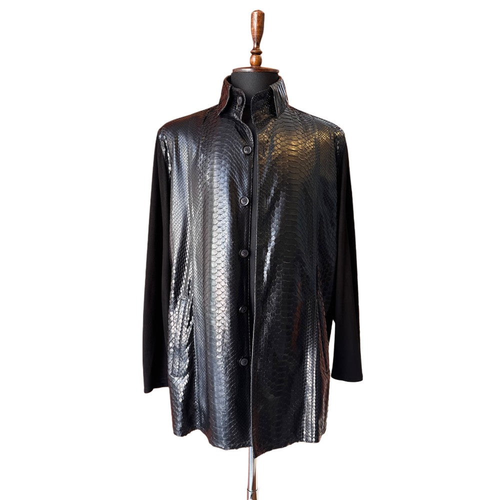 Black Python Leather Jacket