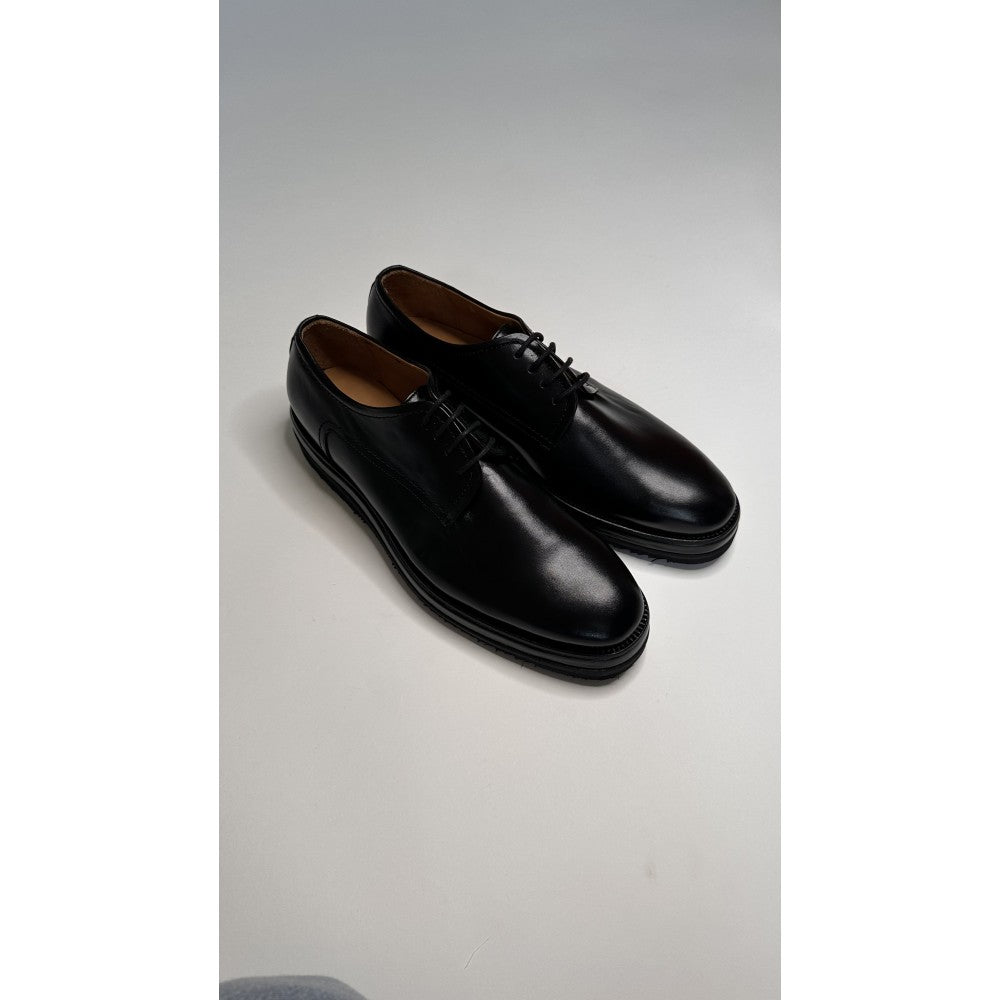 Black Leather Shoes Handmade Comfort