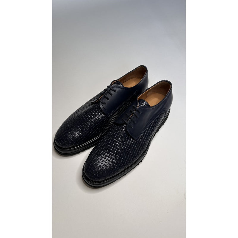 Navy Blue Leather Shoes Handmade Comfort