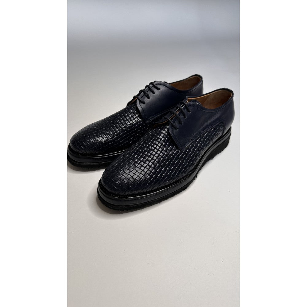 Navy Blue Leather Shoes Handmade Comfort
