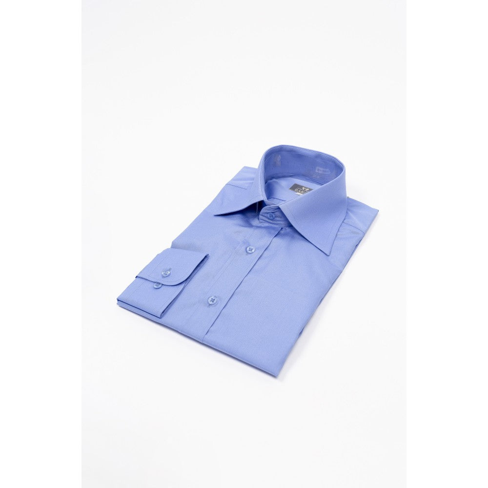Blue Cotton Shirt Sharp Everyday Style